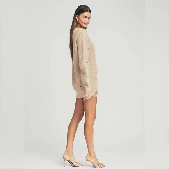SER.O.YA Devin 100% Cotton Distressed sweater dress tan S - Picture 4 of 11